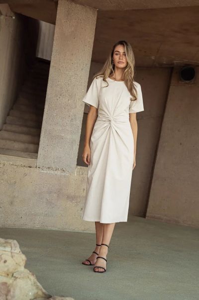 Natural Blowout Dakota Midi Dress In Natural Bohme Dresses Women