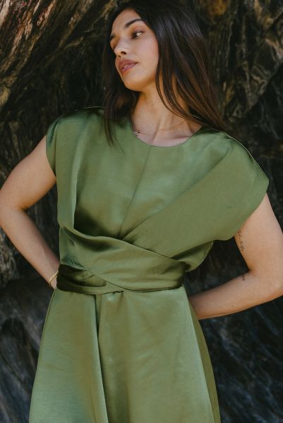 Rosalind Midi Dress In Moss Moss Offer Women Bohme Dresses