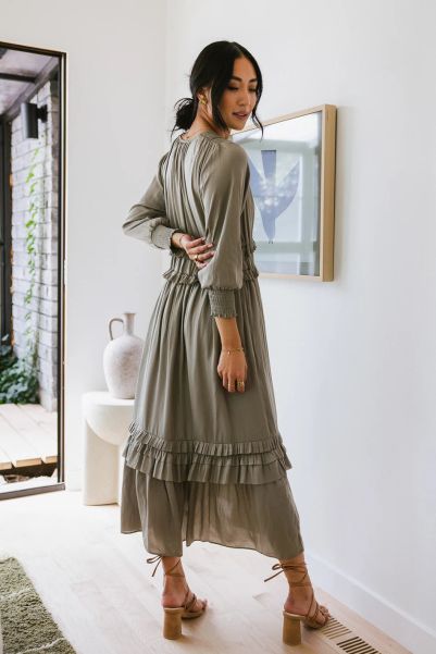 Buy Sage Dresses Women Willa Sleeved Ruffle Dress In Sage Bohme