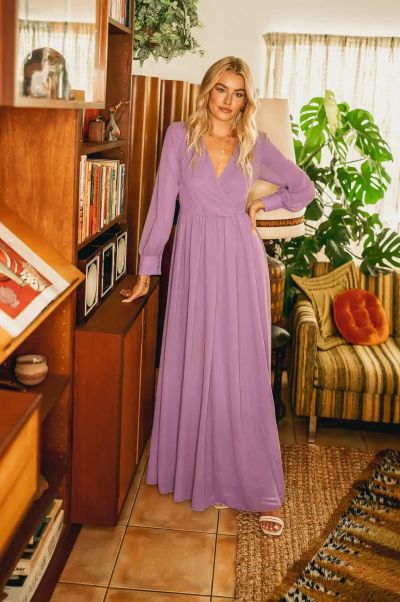 Veronica Maxi Dress In Lilac - Final Sale Bohme Women Practical Dresses Lilac