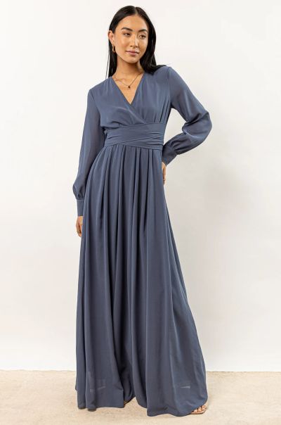 Women Bohme Timeless Dresses Veronica Maxi Dress In Slate Blue - Final Sale Slate Blue