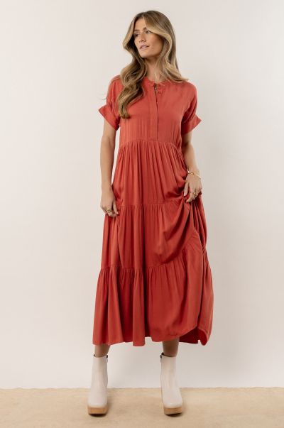 Terracotta Sale Bohme Women Dresses Amanda Tiered Dress In Terracotta