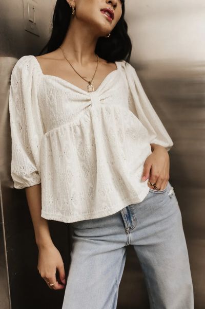 Tops Resilient Bohme Ivory Women Kasey Babydoll Blouse In Ivory
