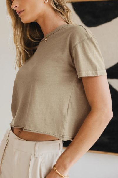 Tops New Billie Cropped T-Shirt In Beige Bohme Beige Women