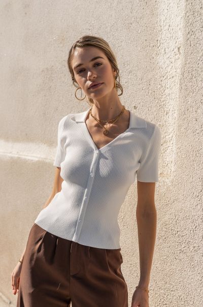 Bexley Ribbed Top In White - Final Sale Tops Bohme White Comfortable Women