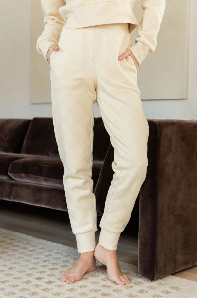 Ashley Quilted Sweatpants Cream Loungewear Durable Women Bohme