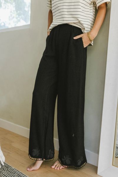 Sumptuous Sets Black Bohme Women Katniss Embroidered Pants In Black