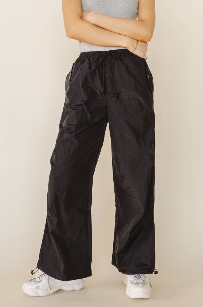 Easy Bohme Black Novalee Parachute Pants In Black Pants Women