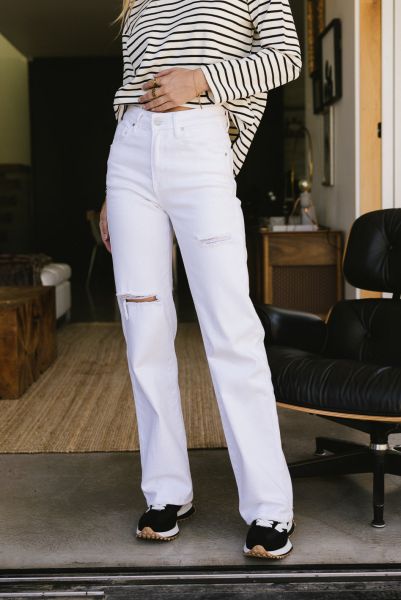 White Renata Straight Leg Jeans Denim Bohme Inviting Women