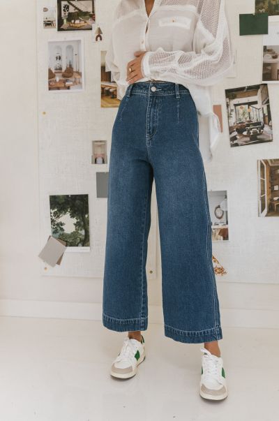 Medium Wash Women Denim Popular Bohme Lea Wide Leg Jeans