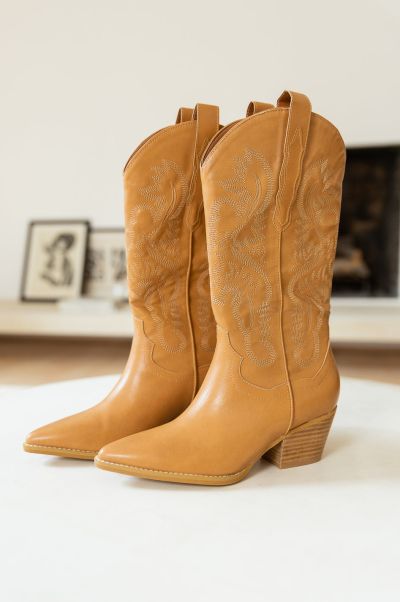 Amaya Cowgirl Boots In Camel Elegant Women Bohme Camel Shoes